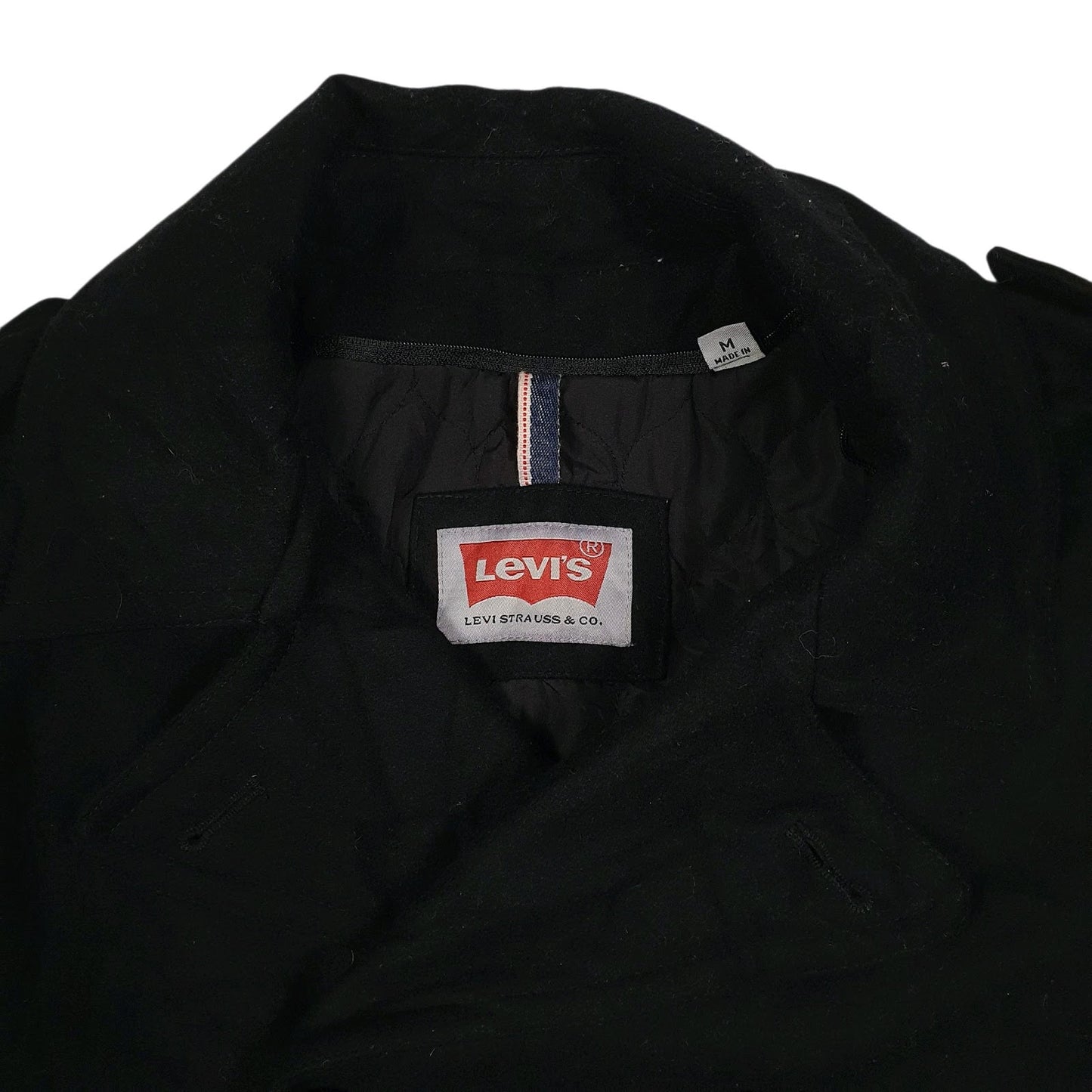 Mens Black Levis Double Breasted Duffle  Coat