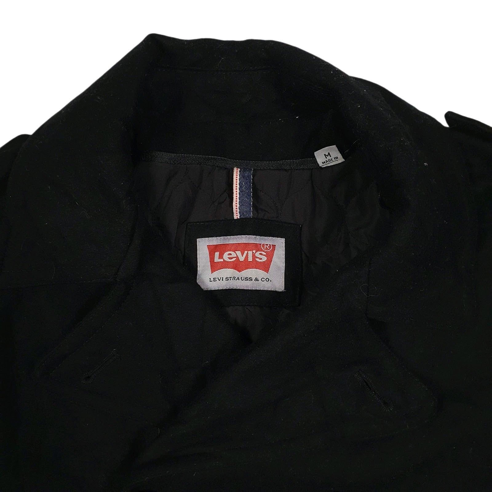 Mens Black Levis Double Breasted Duffle  Coat
