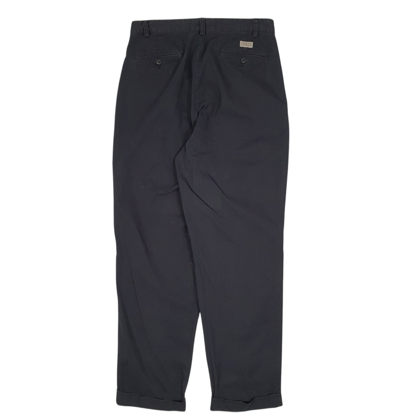 Mens Black Polo Ralph Lauren Hammond Pant Double Pleated  Trousers