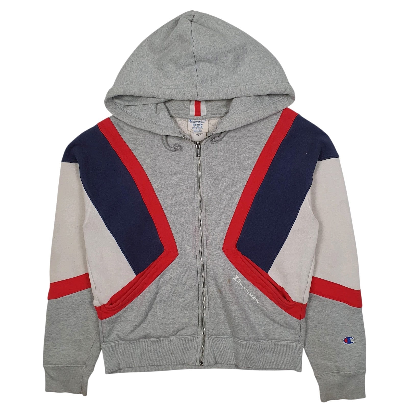 Womens Grey Champion Hoodie Reverse Weave Full Zip Jumper
