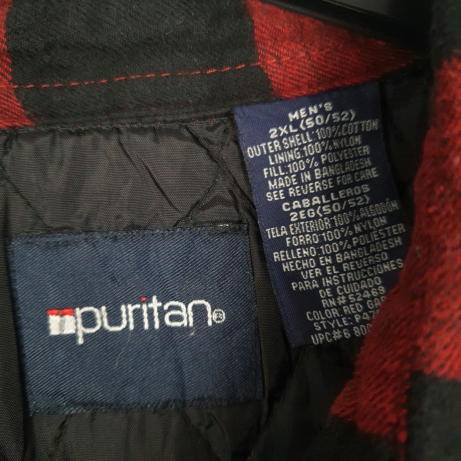 Mens Red Puritan Padded Flannel  Coat