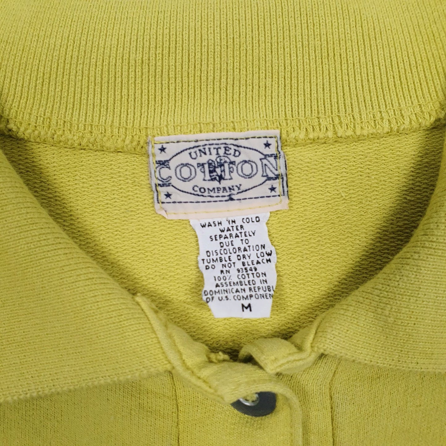 Mens Green United Cotton Company Henley Vintage 90s Quarter Zip Jumper