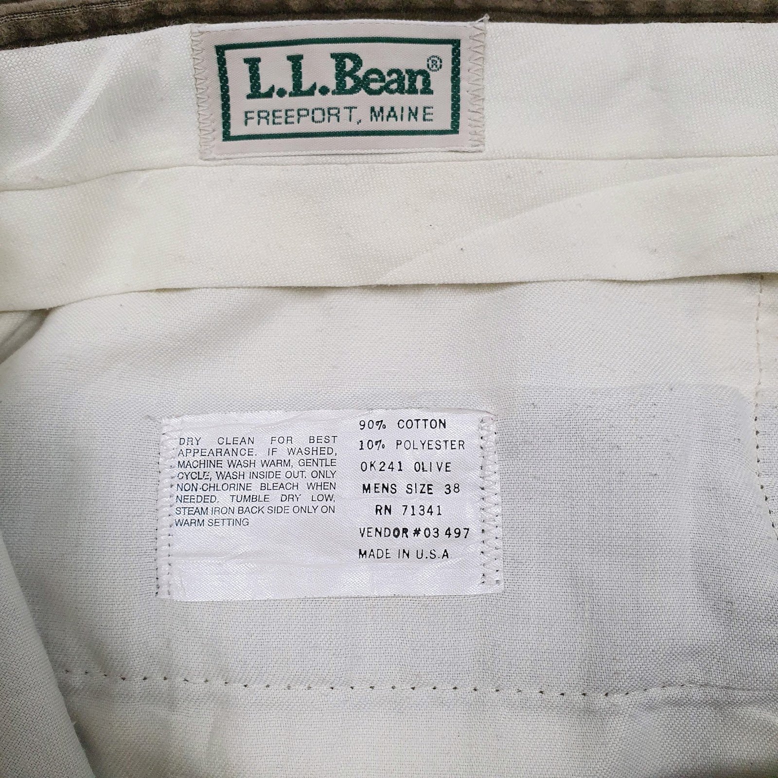 Mens Green L.L. Bean Pleated Vintage 90s Made In USA  Trousers