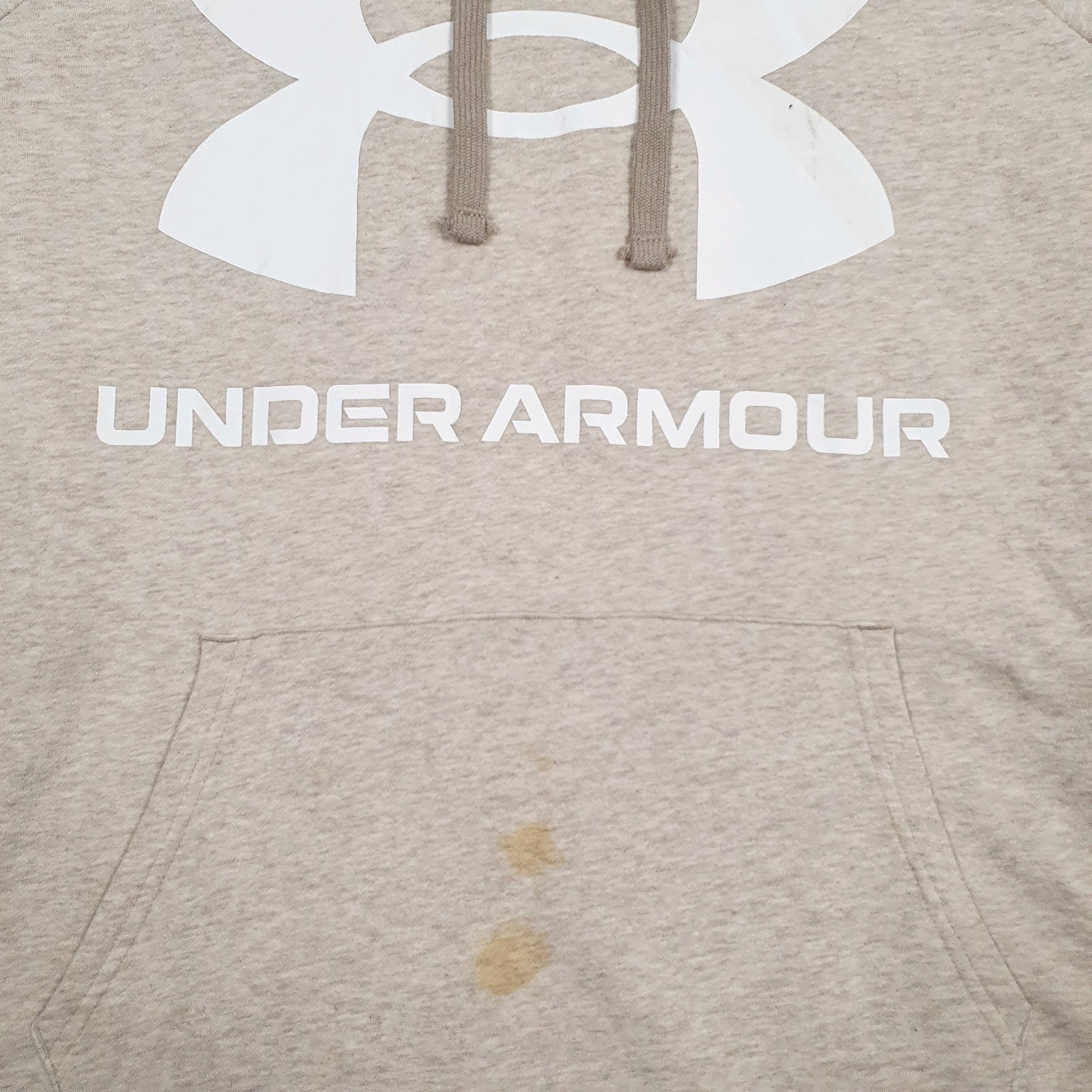 Mens Beige Under Armour Coldgear Spellout Hoodie Jumper