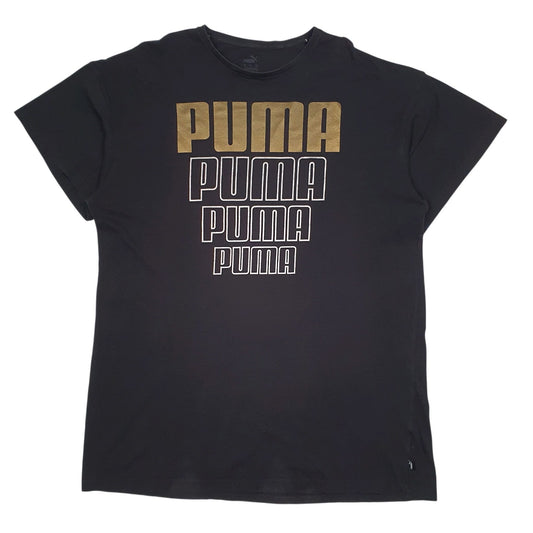 Mens Black Puma Spellout Short Sleeve T Shirt