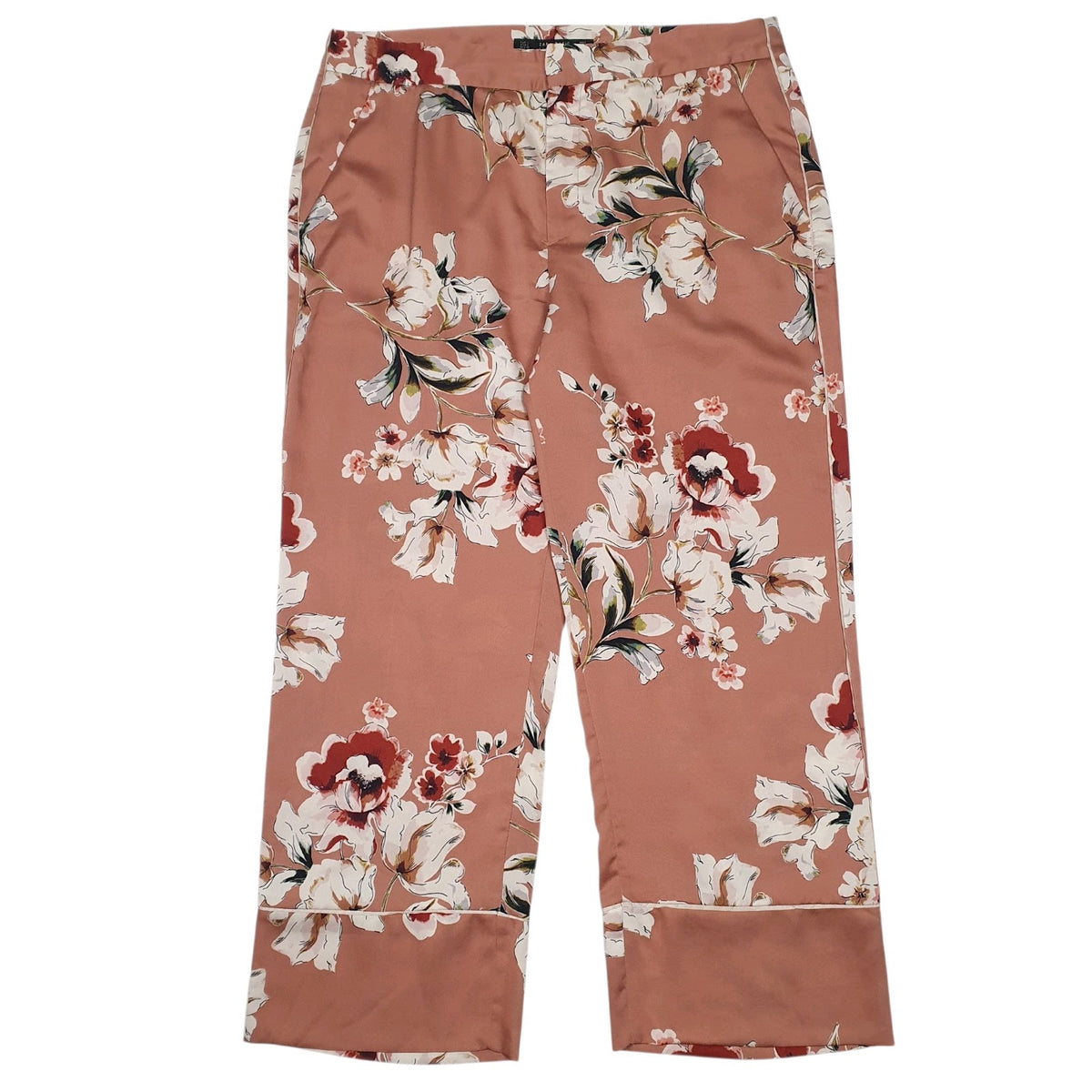 Womens Orange Zara Floral Print Chino Trousers