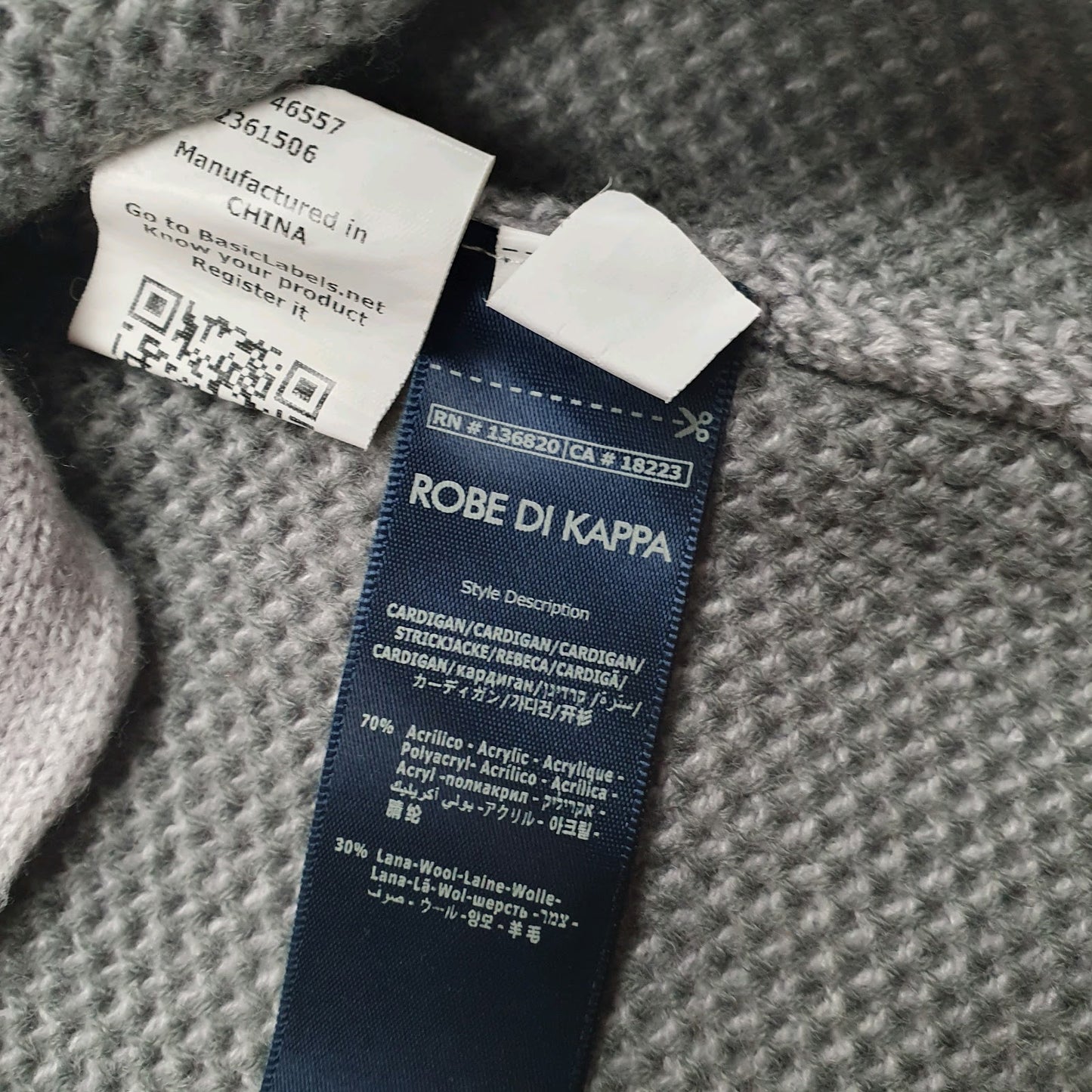 Mens Grey Kappa Robe Cardigan Jumper