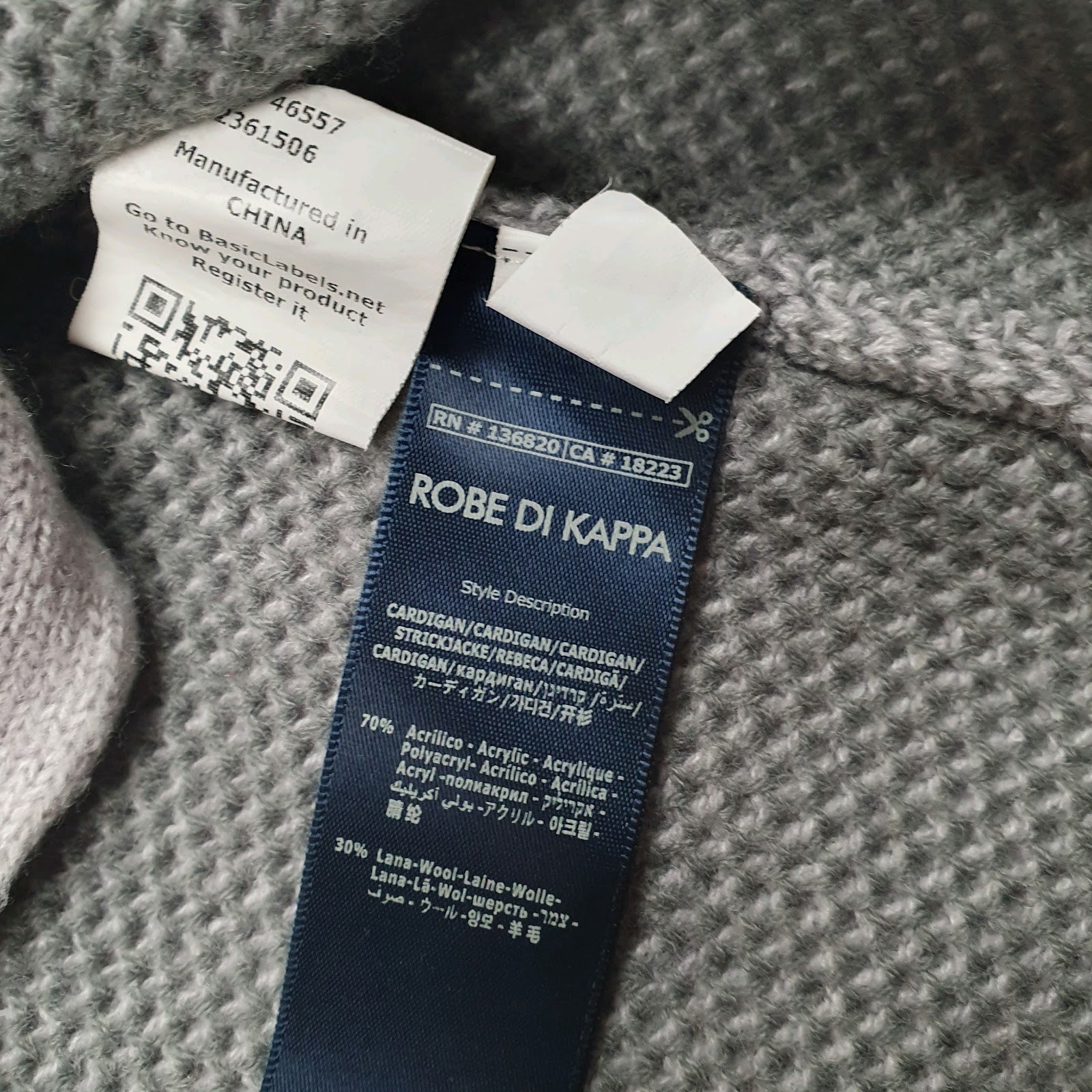 Mens Grey Kappa Robe Cardigan Jumper