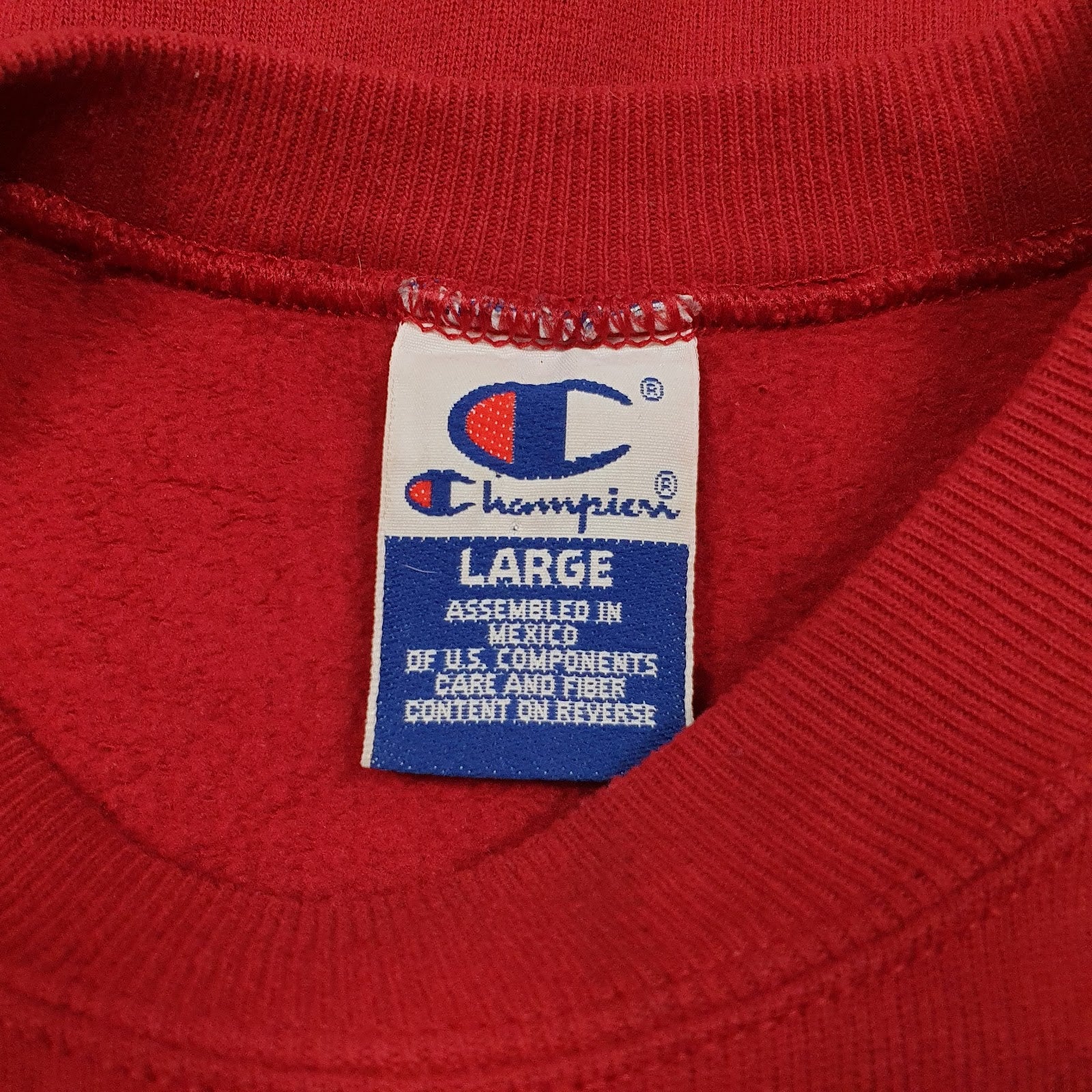 Mens Red Champion Vintage 90s Crewneck Jumper