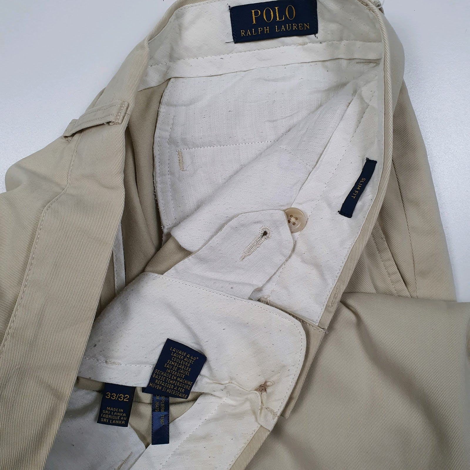 Mens Cream Polo Ralph Lauren Slim Fit  Trousers