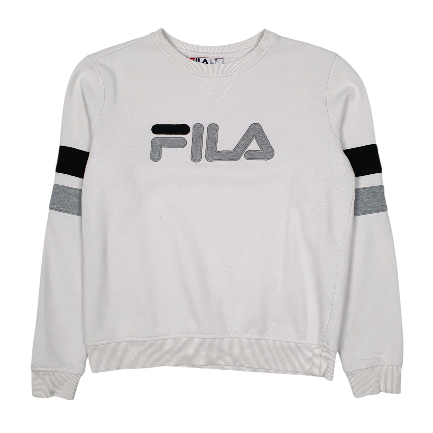 Womens White Fila  Crewneck Jumper