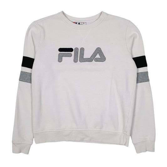 Womens White Fila  Crewneck Jumper