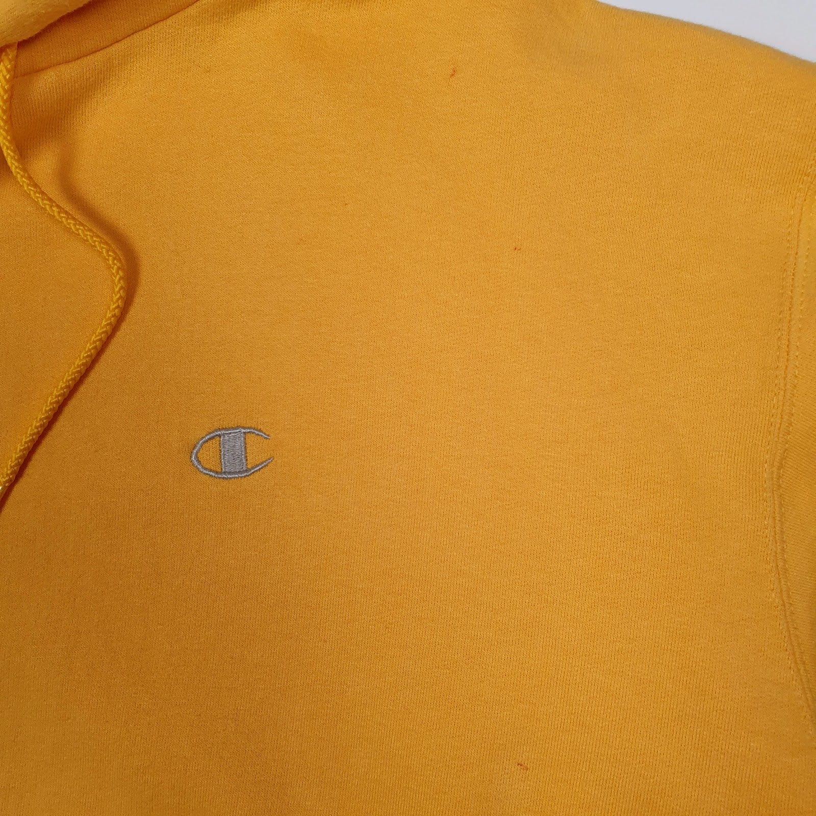 Mens Yellow Champion Vintage 00s Hoodie Jumper