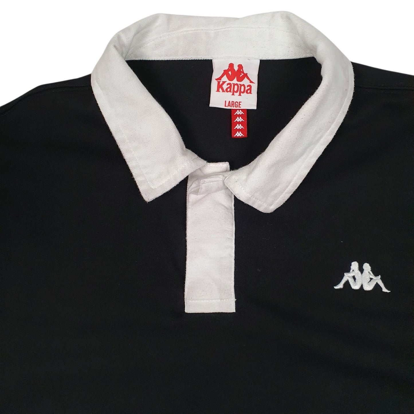 Mens Black Kappa  Hoodie Polo Shirt