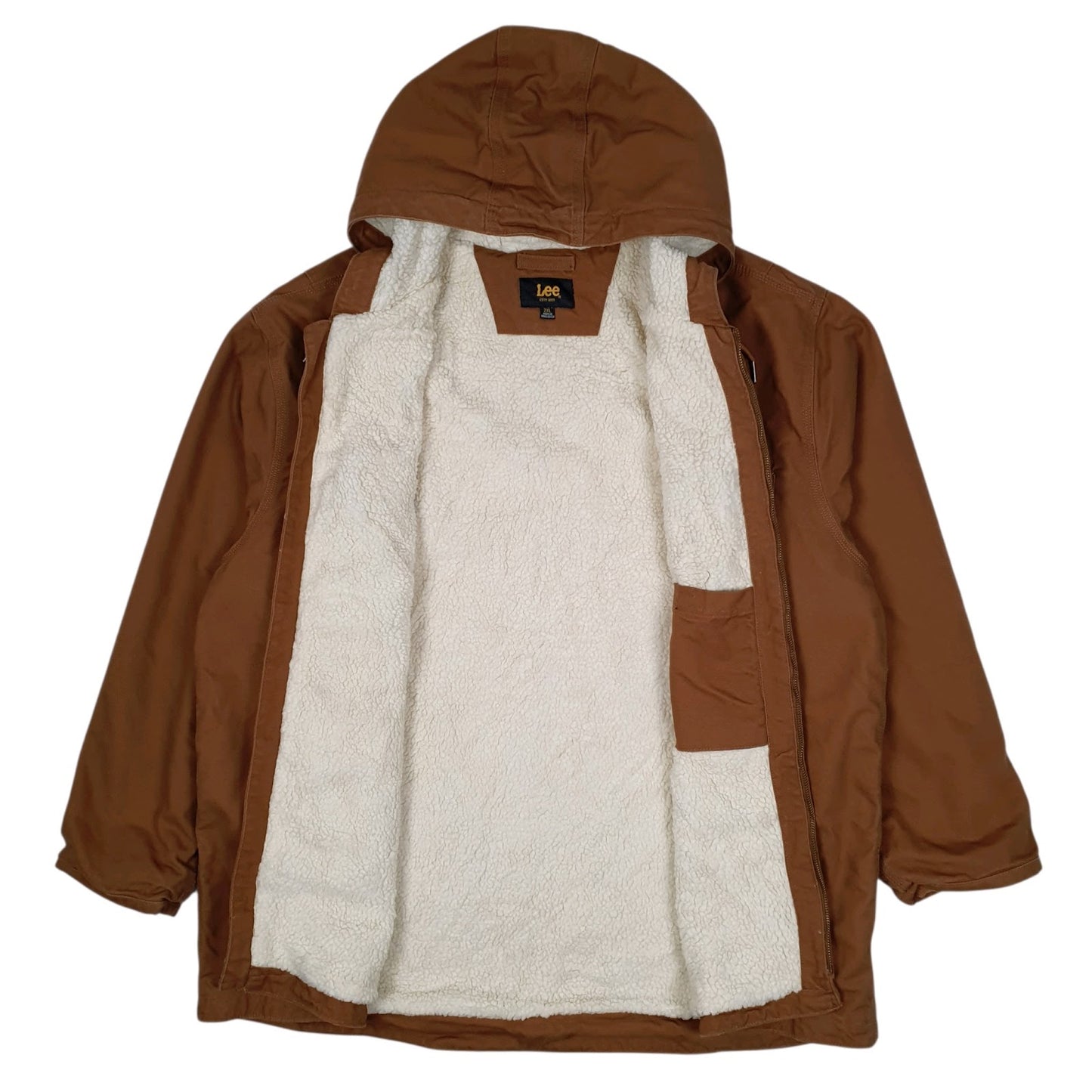 Mens Brown Lee Sherpa Lined Active Hoodie Coat