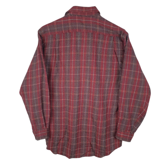 Mens Red Sun Circle Vintage Flannel  Shirt