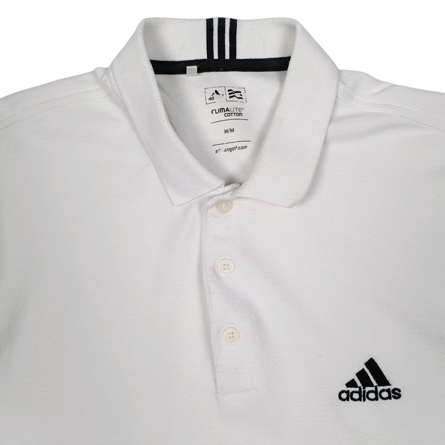 Mens White Adidas Climalite Golf Crewneck Polo Shirt