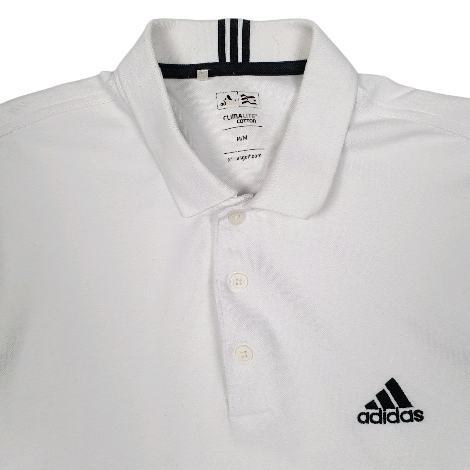 Mens White Adidas Climalite Golf Crewneck Polo Shirt