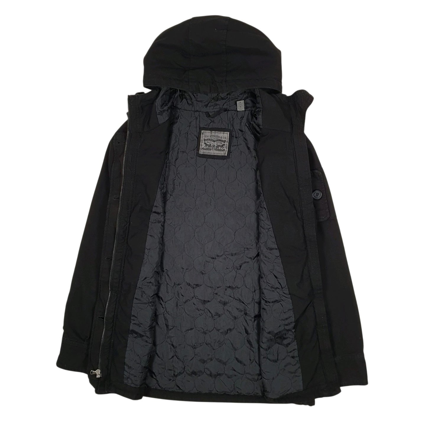 Mens Black Levis Windbreaker Hooded  Coat