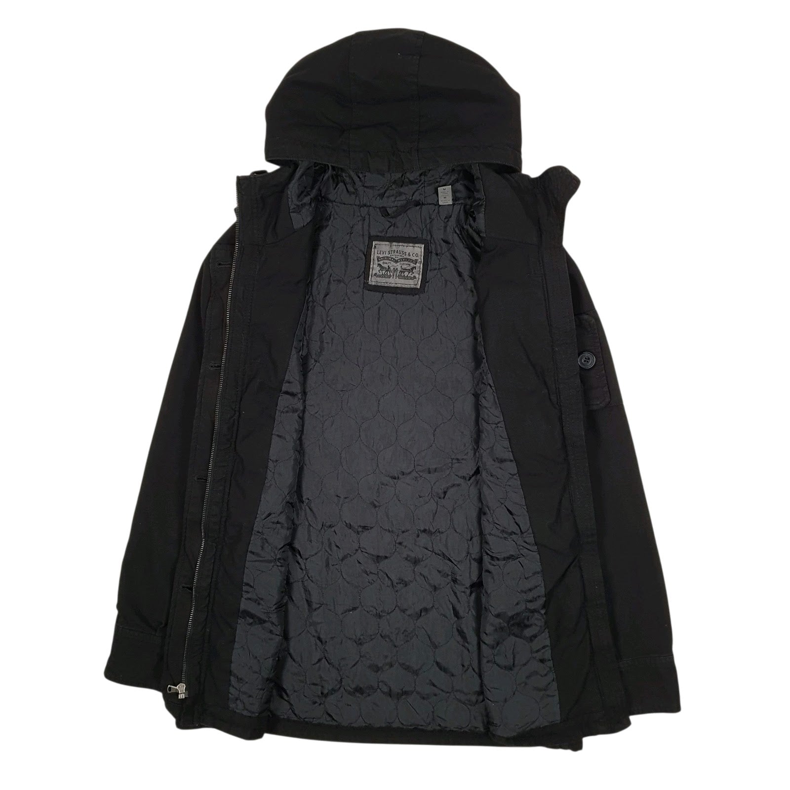 Mens Black Levis Windbreaker Hooded  Coat