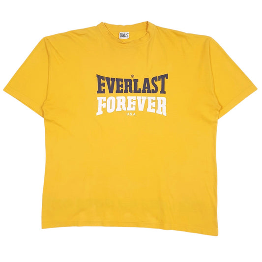 Mens Yellow Everlast Vintage Spellout Short Sleeve T Shirt