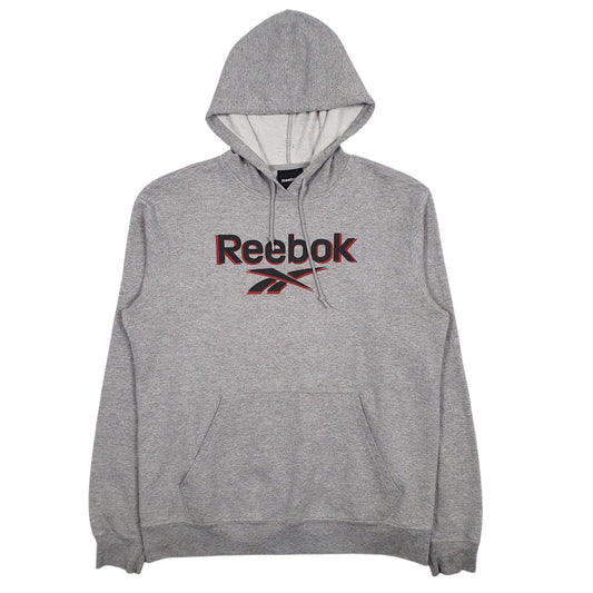 Mens Grey Reebok Spellout Hoodie Jumper