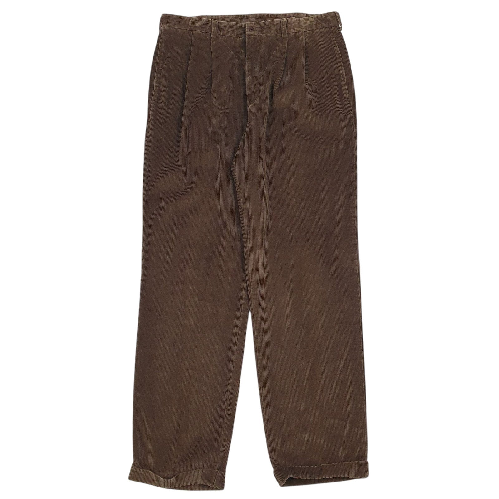Mens Brown Brooks Brothers Pleated Corduroy Trousers