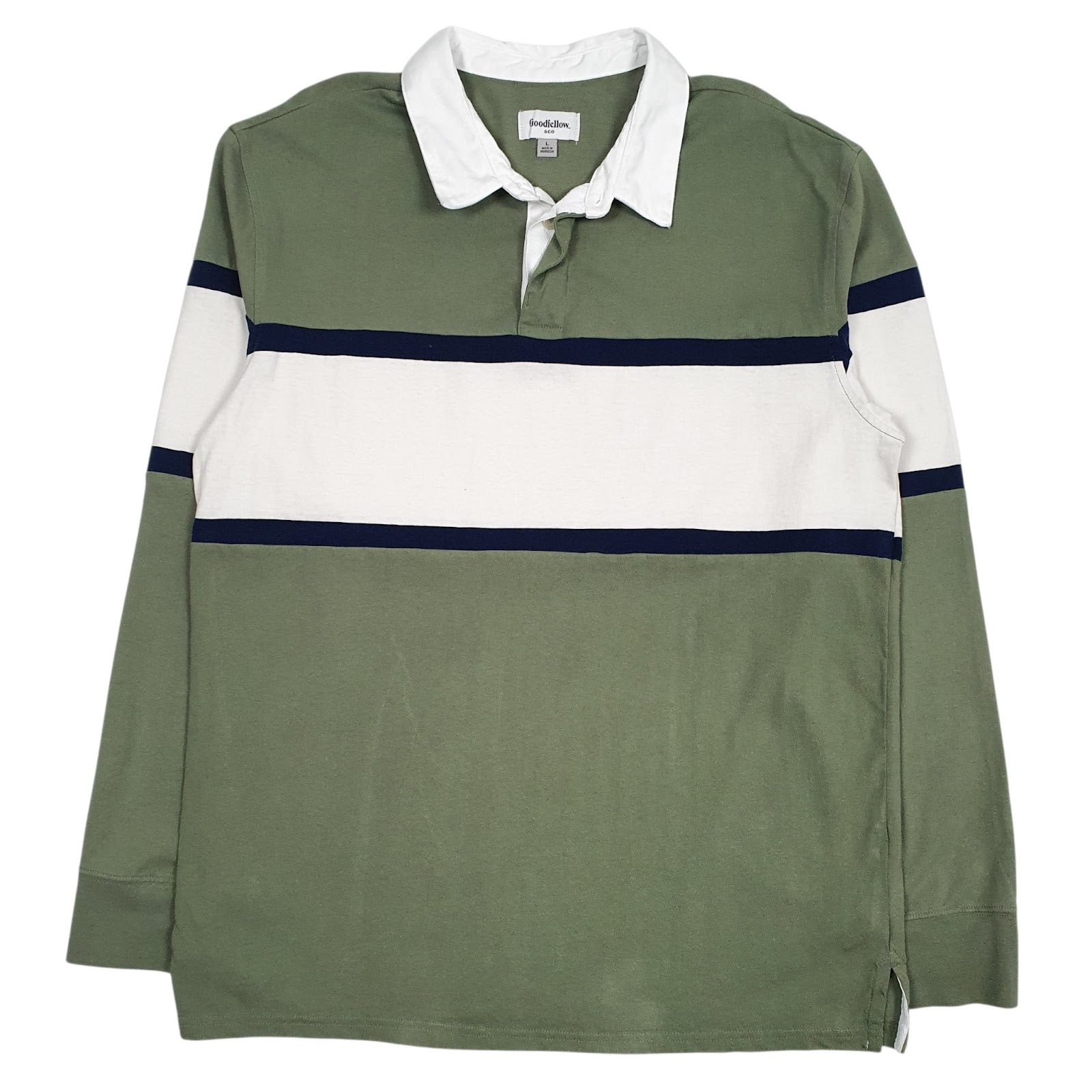 Mens Green Good Fellow Rugby Long Sleeve Polo Shirt
