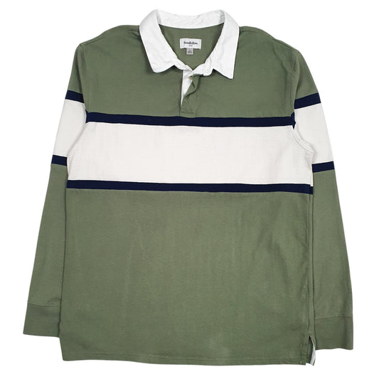 Mens Green Good Fellow Rugby Long Sleeve Polo Shirt