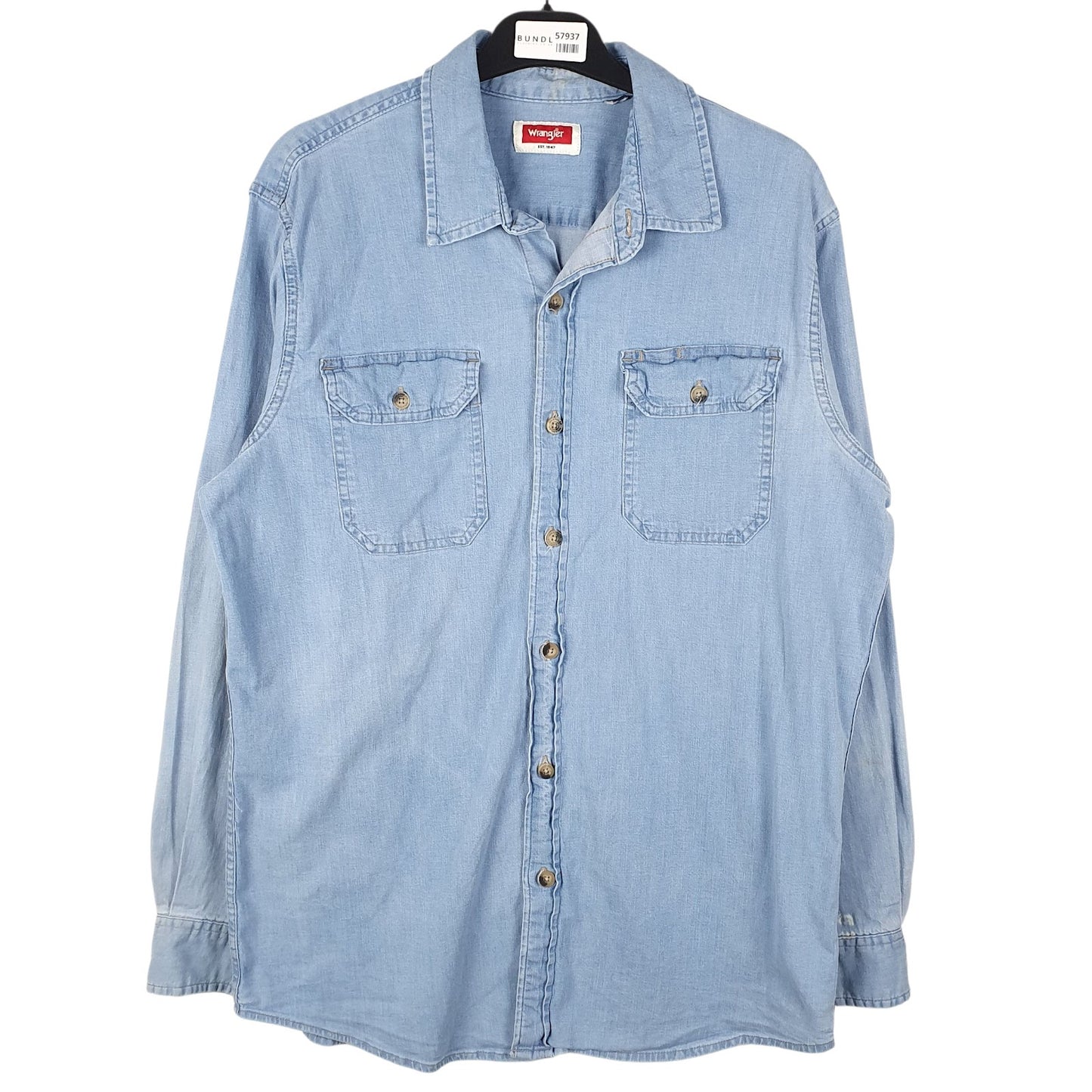 Mens Blue Wrangler  Long Sleeve Shirt
