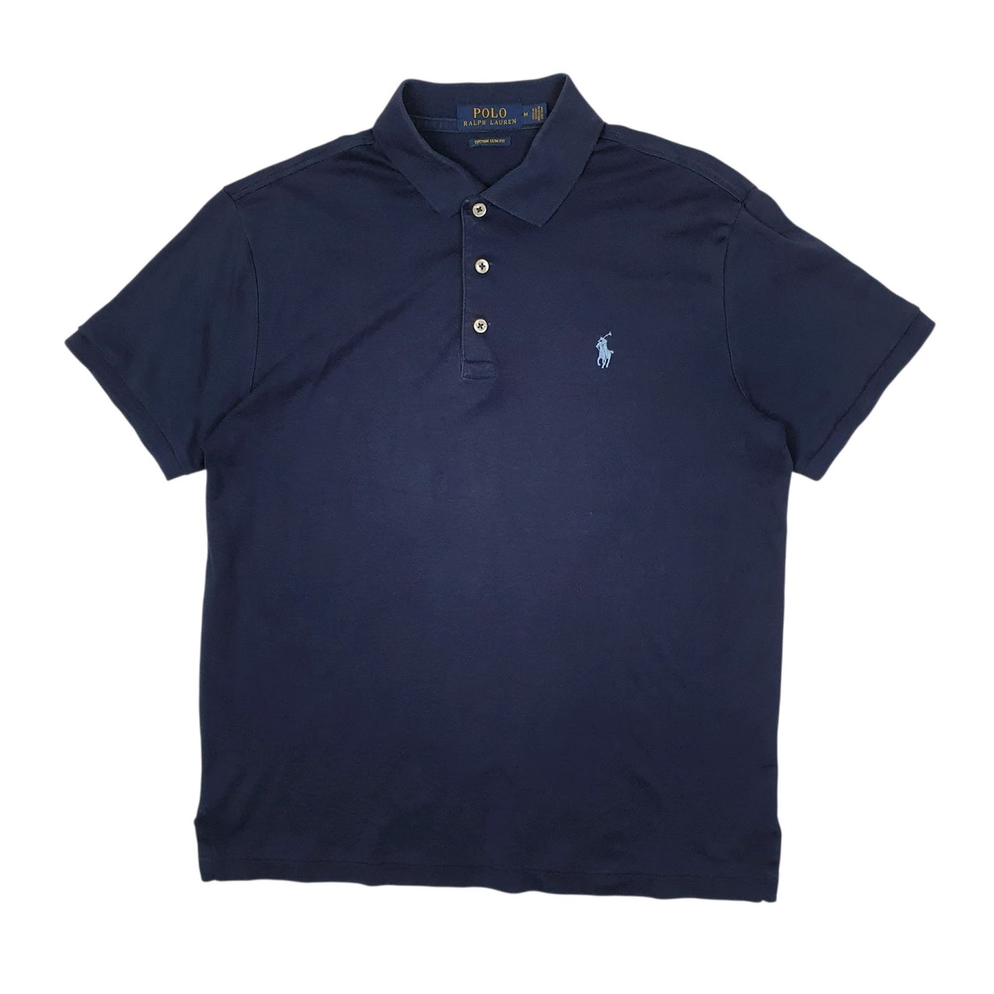 Mens Navy Polo Ralph Lauren Custom Slim Fit Short Sleeve Polo Shirt