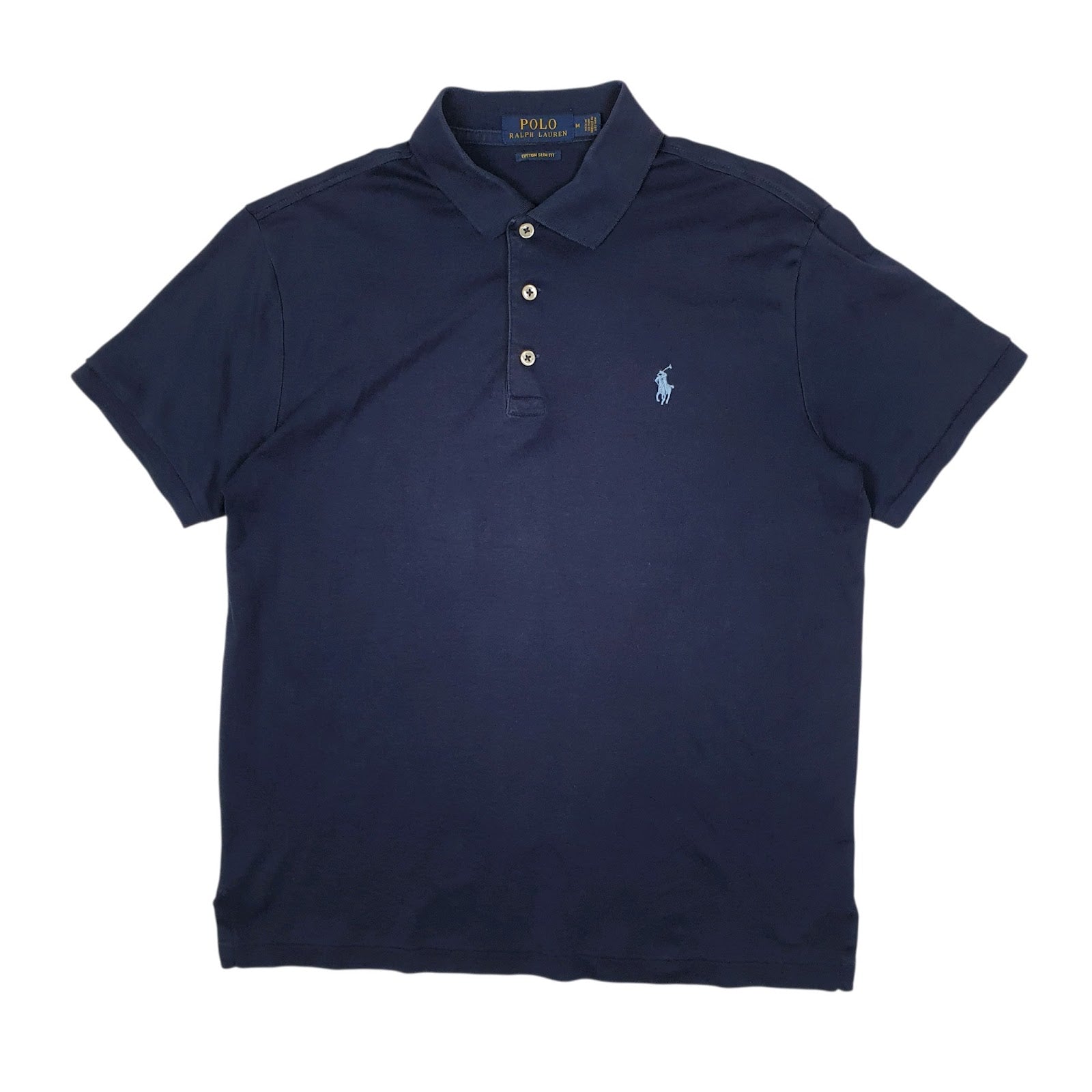 Mens Navy Polo Ralph Lauren Custom Slim Fit Short Sleeve Polo Shirt