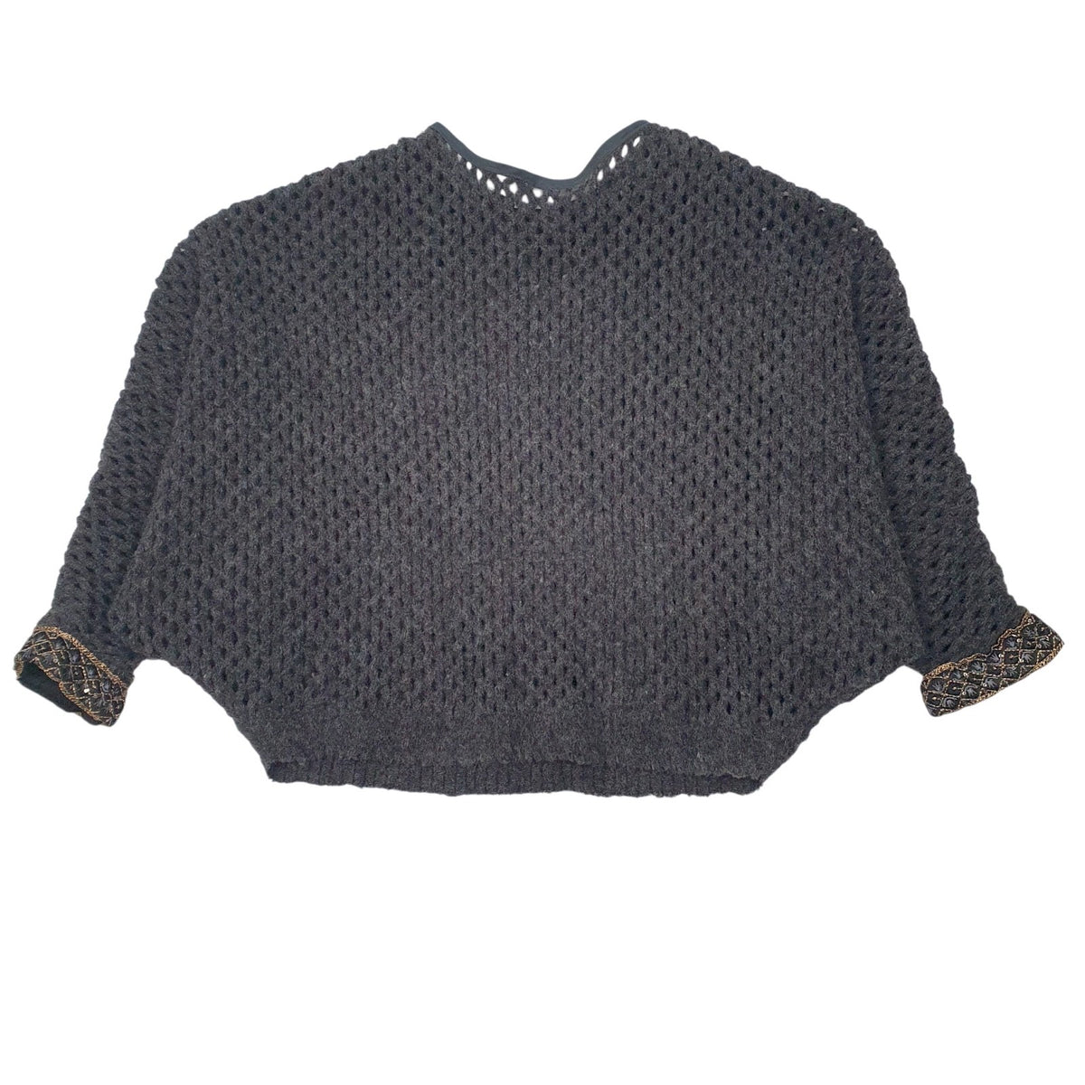 Womens Grey Unbranded Knit Poncho Crewneck Jumper