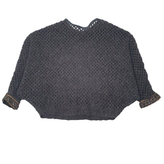 Womens Grey Unbranded Knit Poncho Crewneck Jumper