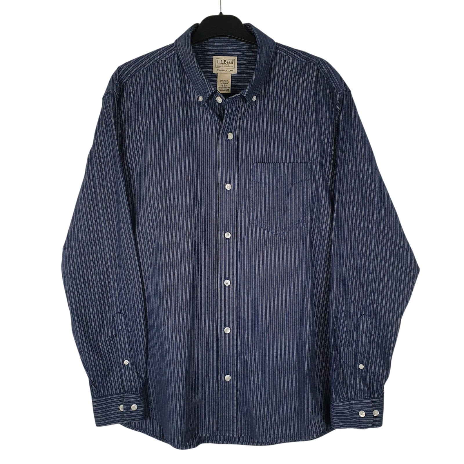 Mens Navy L.L.Bean  Long Sleeve Shirt