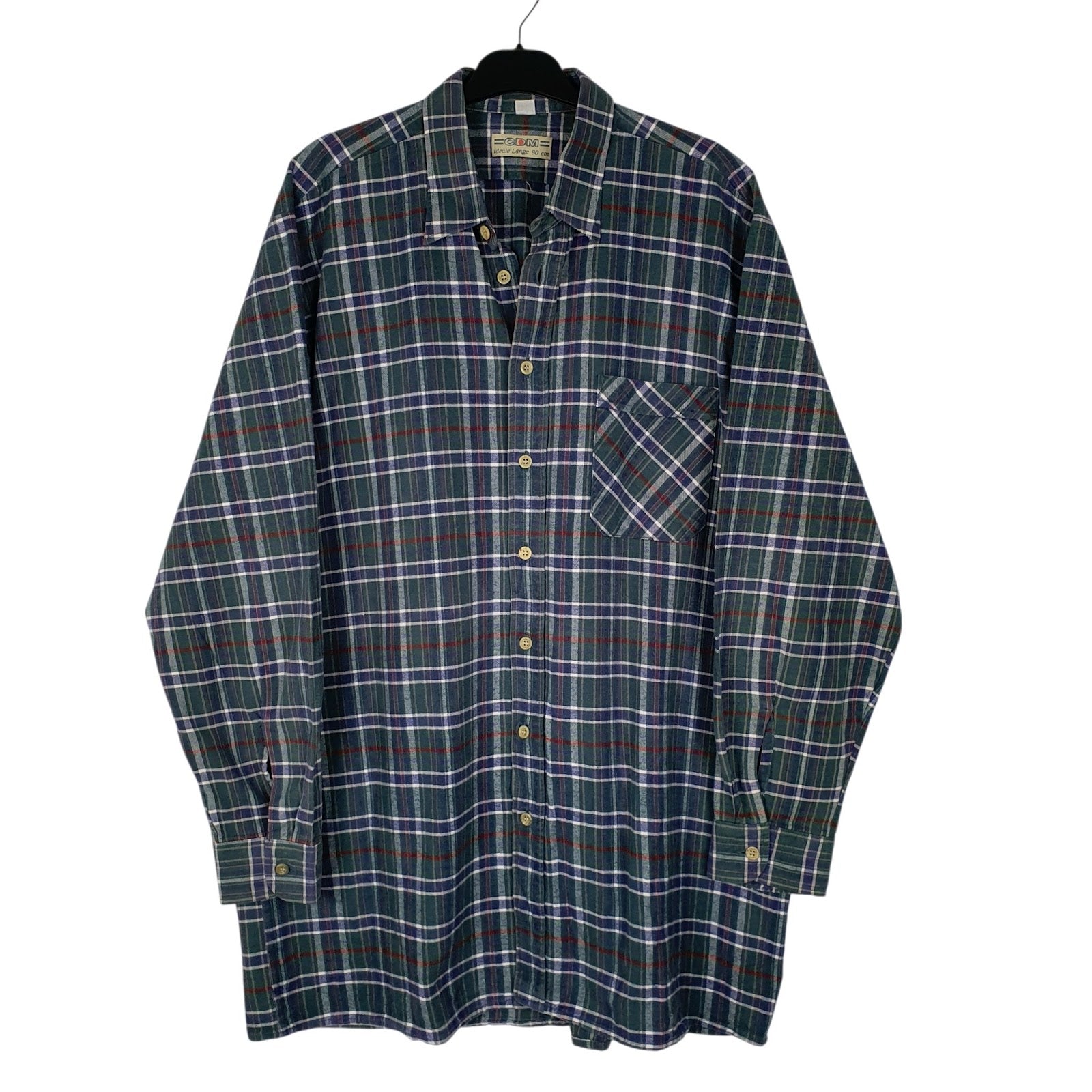 Mens Green CDM Plaid Flannel Long Sleeve Shirt