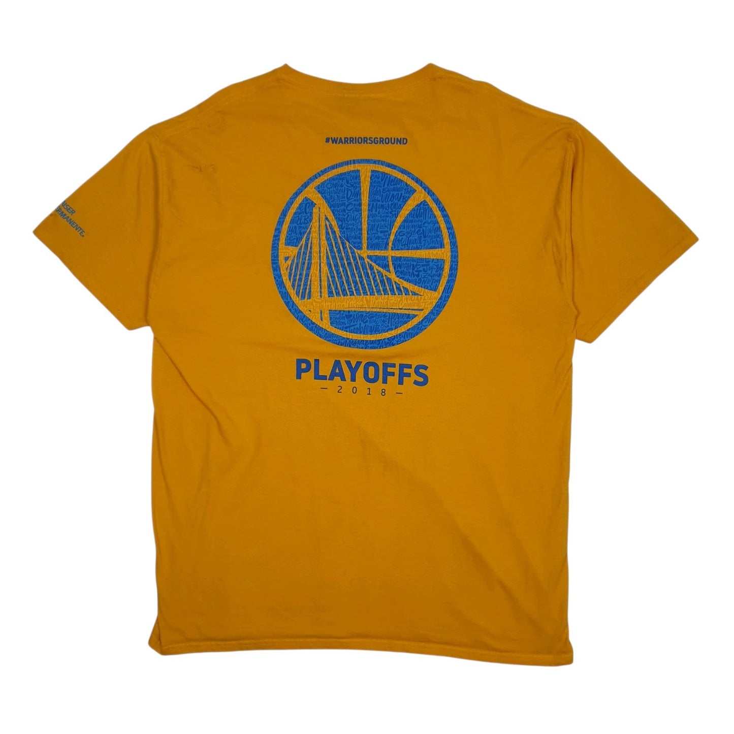Mens Yellow Fruit Of The Loom Golden State Warriors NBA Basketball  T Shirt