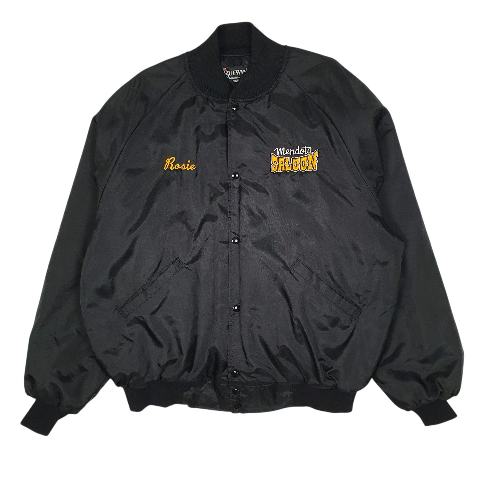 Mens Black Butwin Vintage 90s Coach Varsity Hoodie Coat