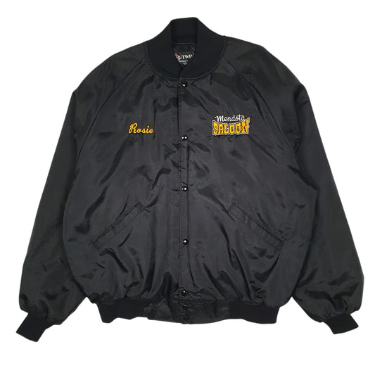 Mens Black Butwin Vintage 90s Coach Varsity Hoodie Coat