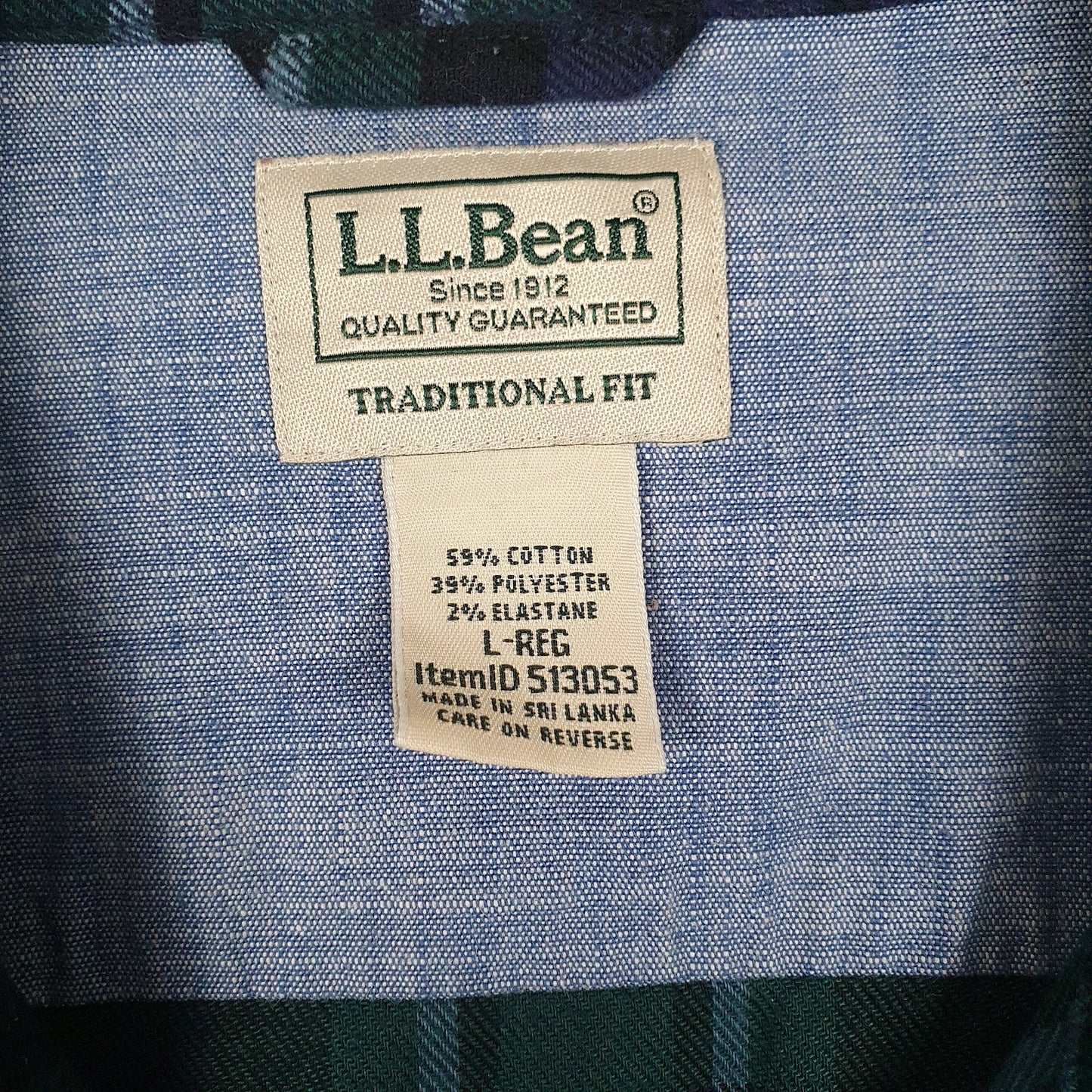 Mens Green L.L.Bean Flannel  Shirt