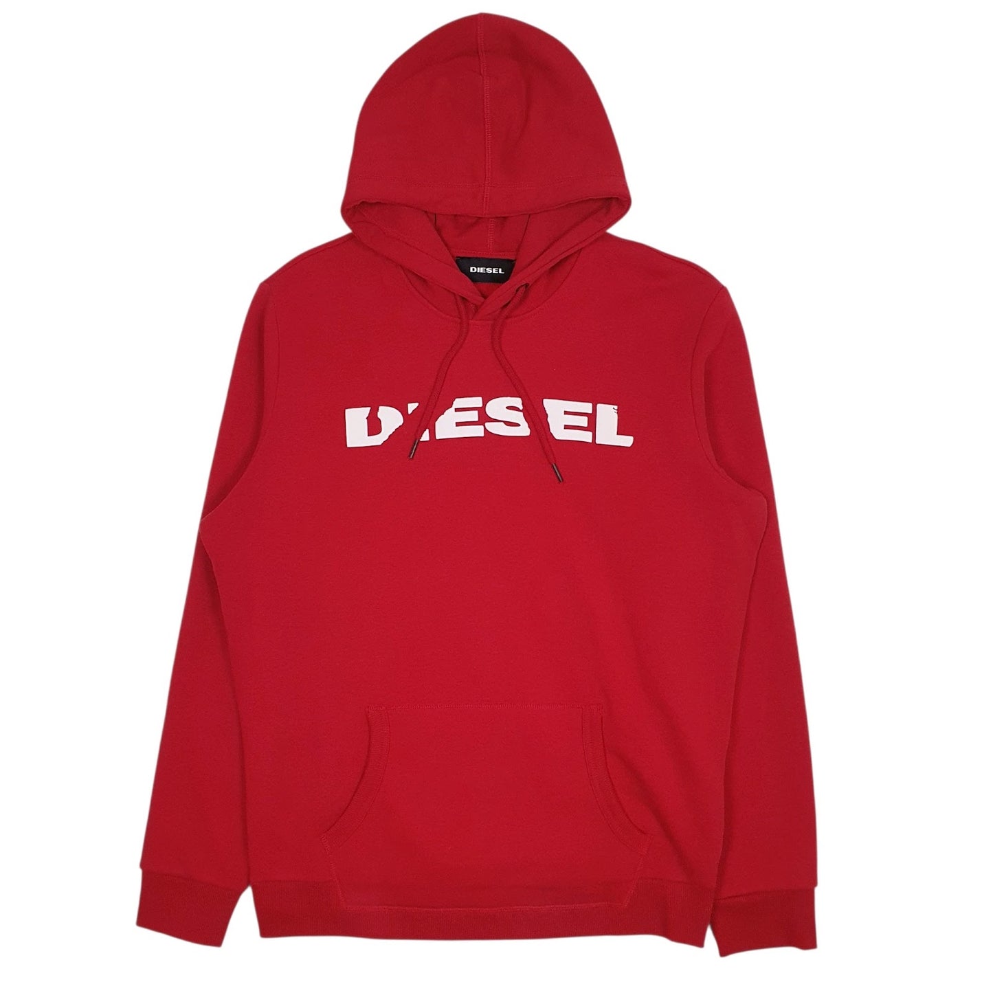 Mens Red Diesel Spellout Hoodie Jumper