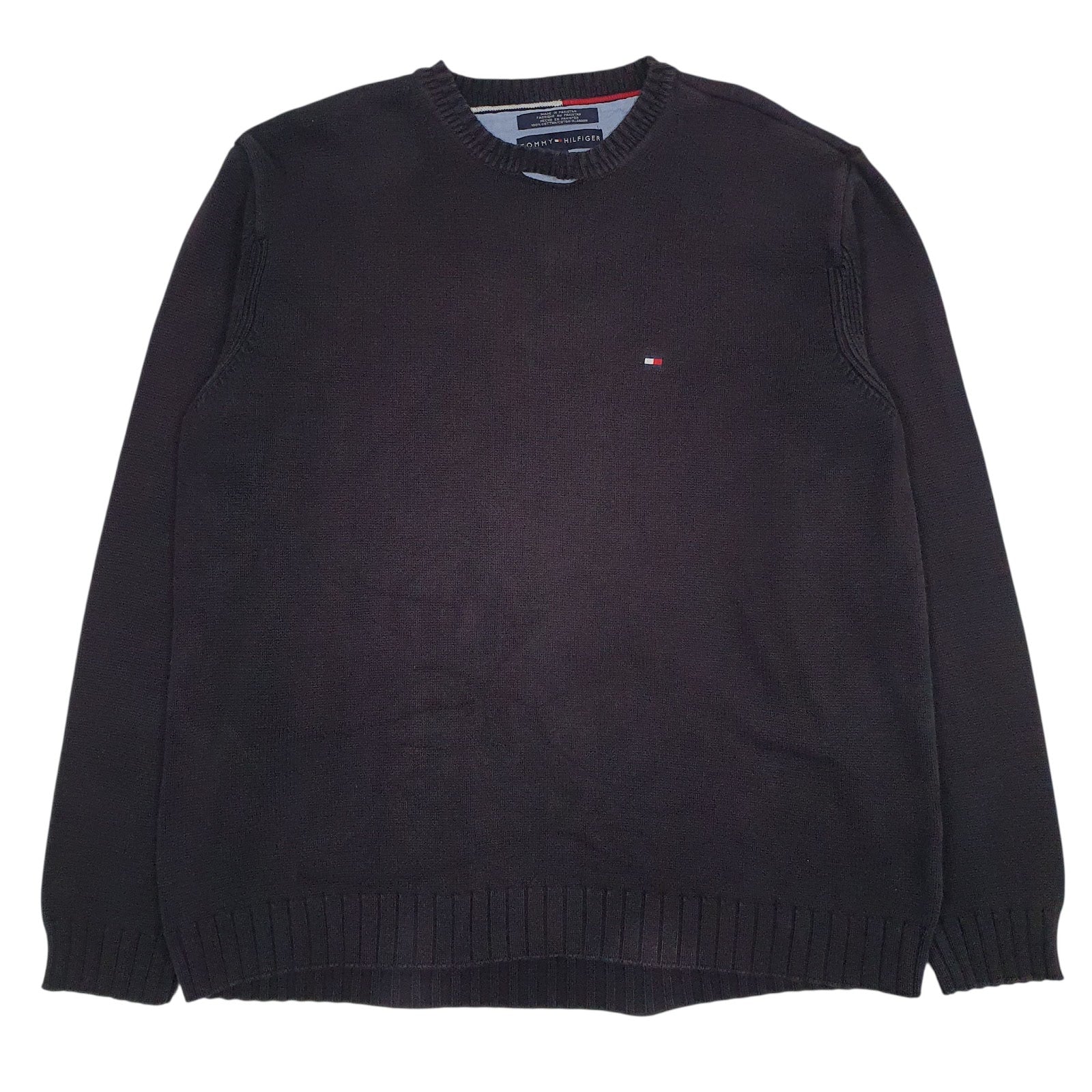 Mens Black Tommy Hilfiger Knitwear Crewneck Jumper