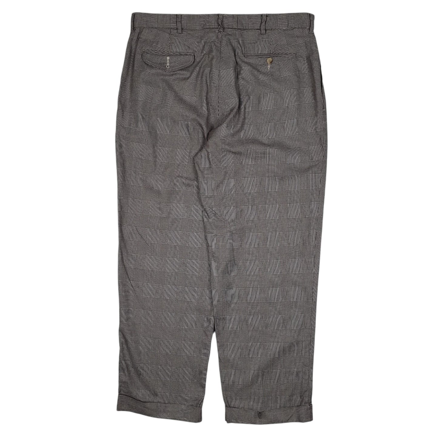Mens Grey Polo Ralph Lauren Vintage 90s Check Double Pleated  Trousers