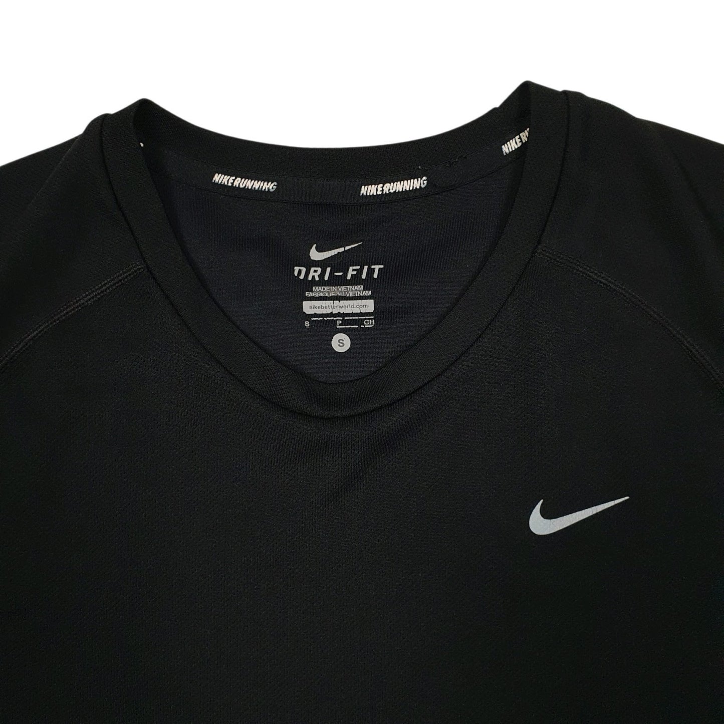 Mens Black Nike Dri Fit Running  T Shirt
