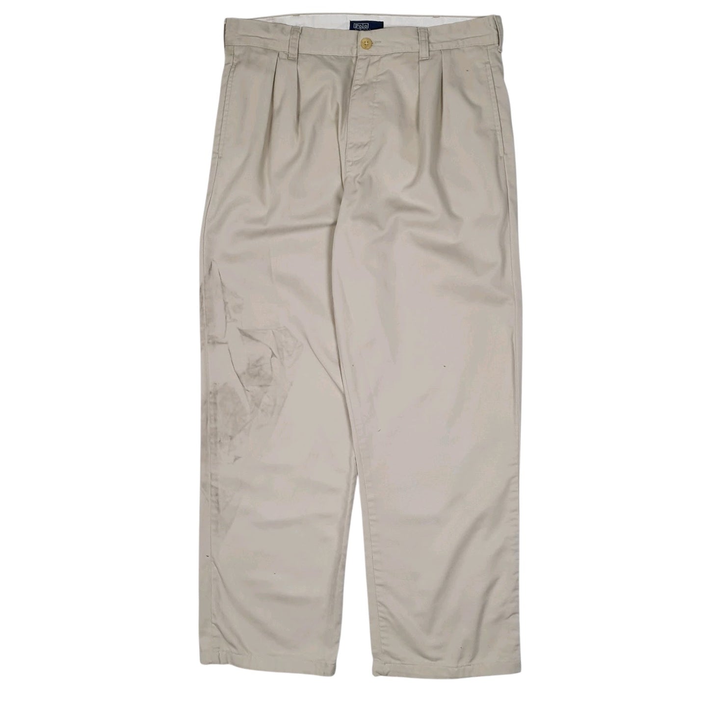 Mens Beige Polo Ralph Lauren Double Pleated Chino Trousers