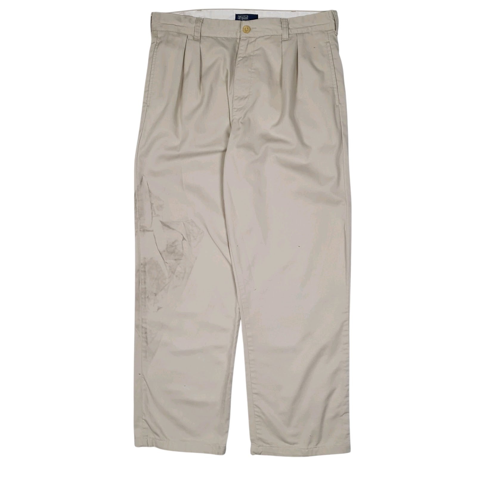 Mens Beige Polo Ralph Lauren Double Pleated Chino Trousers