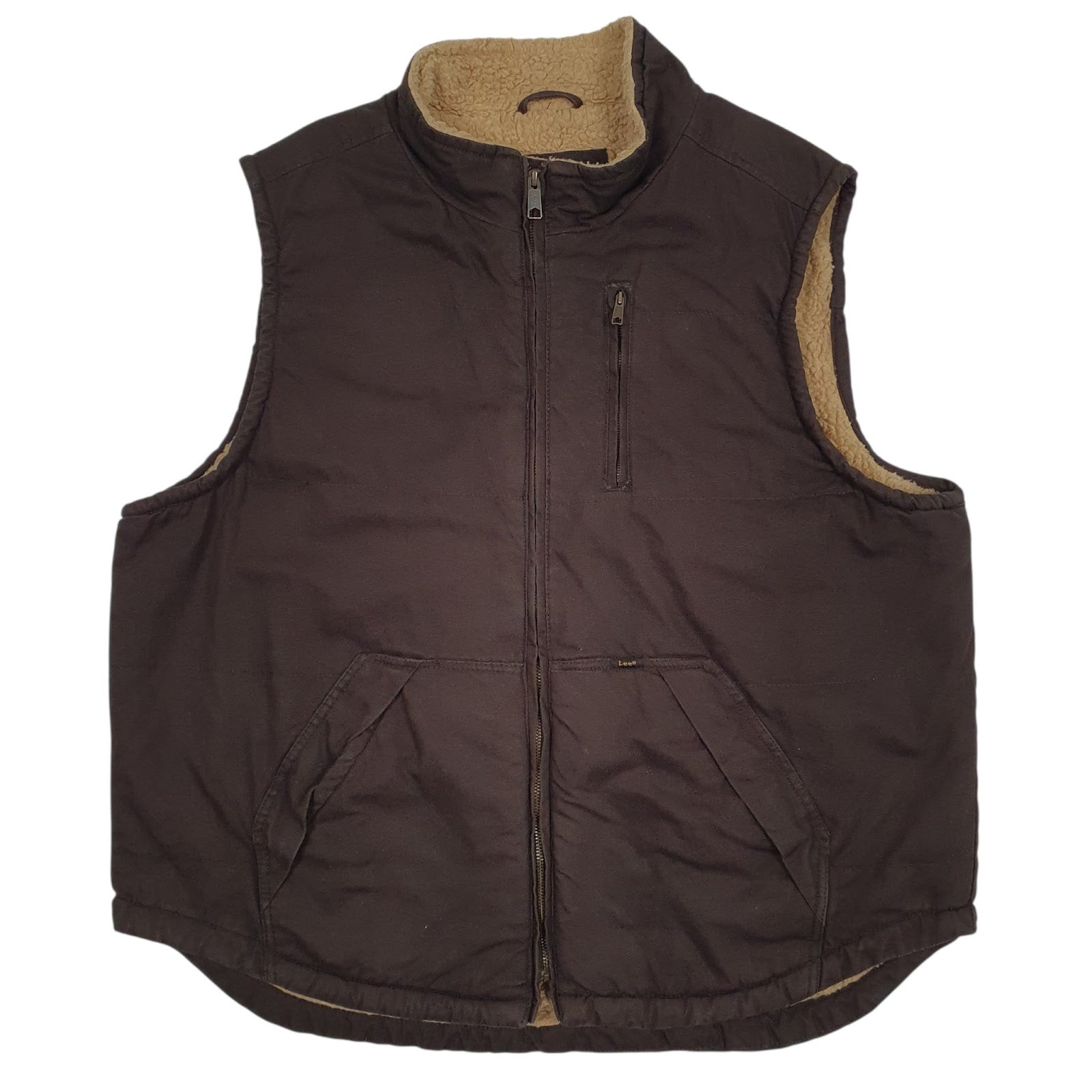 Mens Brown Lee Padded Sherpa Lined  Coat