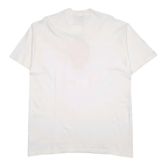 Mens White Fruit Of The Loom Vintage 90s 3D Caricature  T Shirt