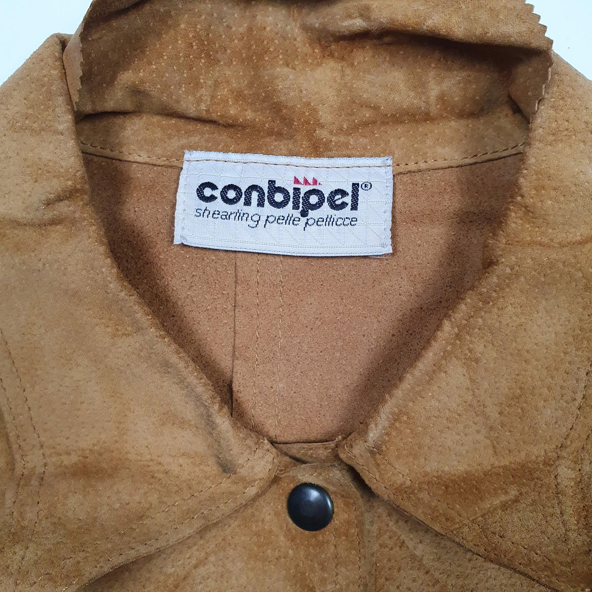 Womens Brown Conbipel Suede Shearling Trucker Bomber  Coat