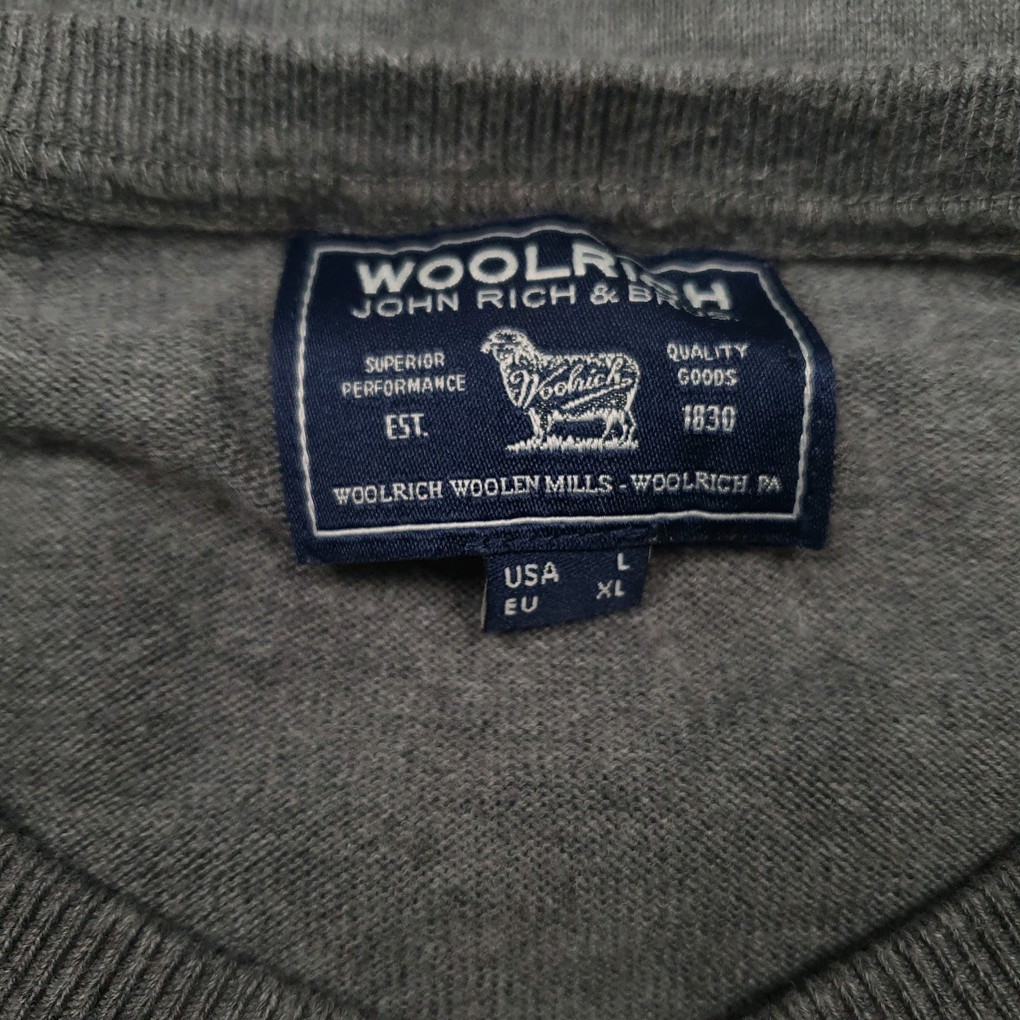 Mens Grey Woolrich  Crewneck Jumper
